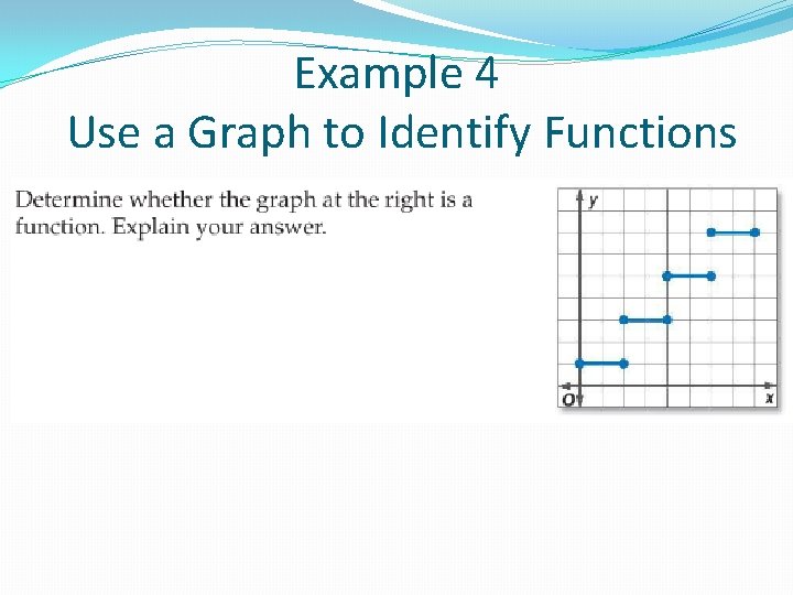 Example 4 Use a Graph to Identify Functions Example 4 Use a Graph to Identify Functions