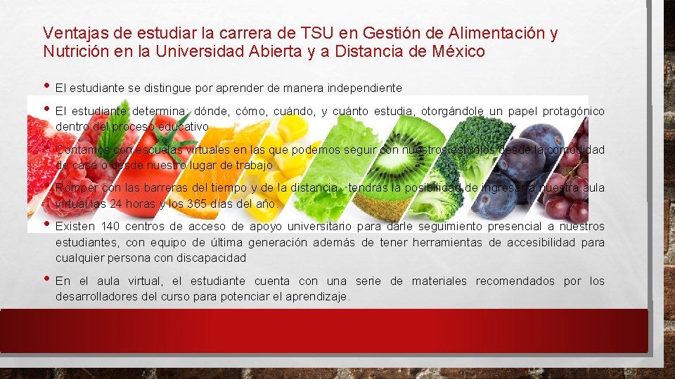 Ventajas de estudiar la carrera de TSU en Gestión de Alimentación y Nutrición en