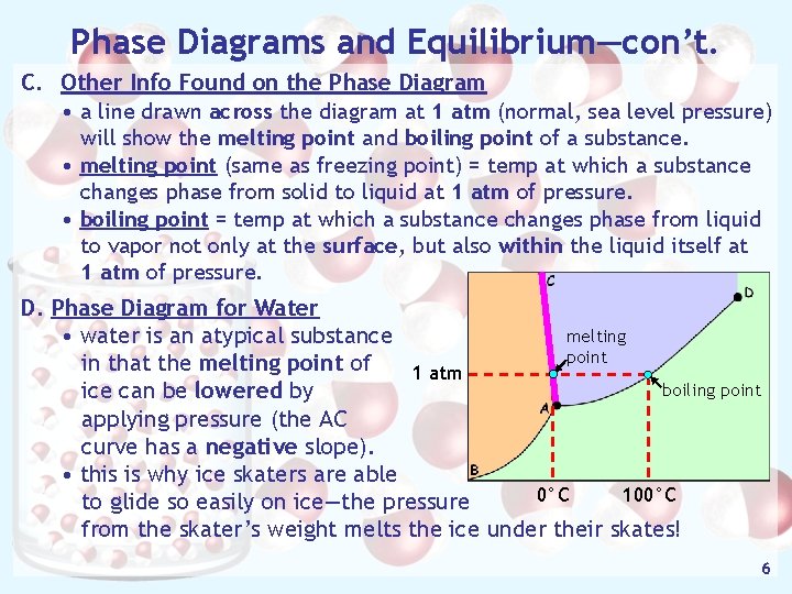 Phase Diagrams and Equilibrium—con’t. C. Other Info Found on the Phase Diagram • a