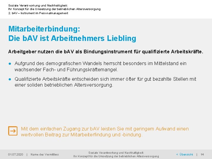 Soziale Verantwortung und Nachhaltigkeit: Ihr Konzept für die Umsetzung der betrieblichen Altersversorgung 2. b.