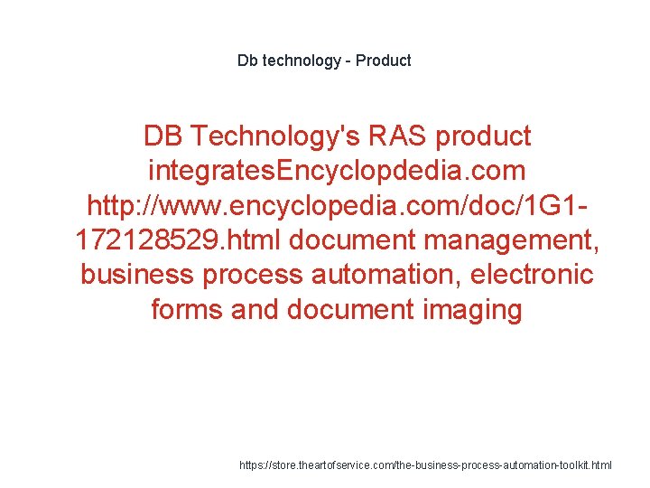 Db technology - Product DB Technology's RAS product integrates. Encyclopdedia. com http: //www. encyclopedia.