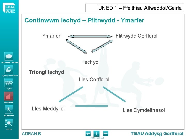 UNED 1 – Ffeithiau Allweddol/Geirfa Continwwm Iechyd – Ffitrwydd - Ymarfer Iechyd Gwybodaeth/ Trafodaeth