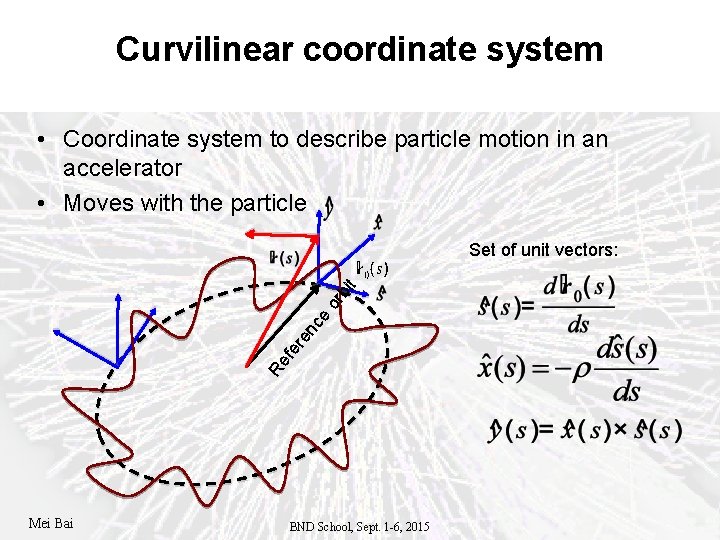 Curvilinear coordinate system • Coordinate system to describe particle motion in an accelerator •