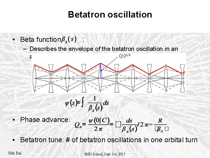 Betatron oscillation • Beta function : – Describes the envelope of the betatron oscillation