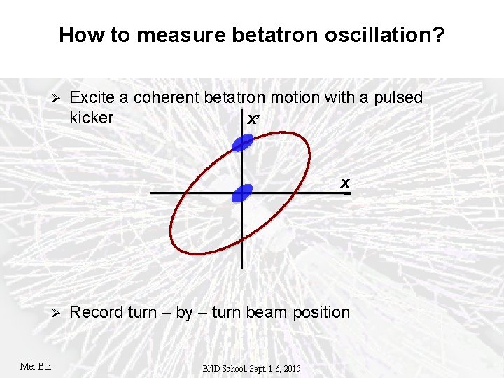 How to measure betatron oscillation? Excite a coherent betatron motion with a pulsed kicker