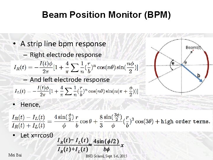 Beam Position Monitor (BPM) • A strip line bpm response – Right electrode response