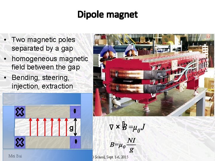  • Two magnetic poles separated by a gap • homogeneous magnetic field between