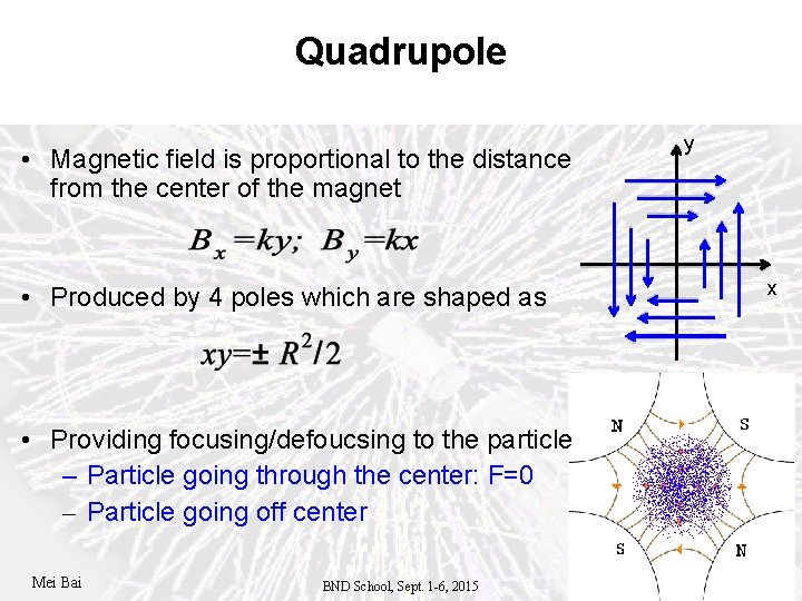 Quadrupole • Magnetic field is proportional to the distance from the center of the