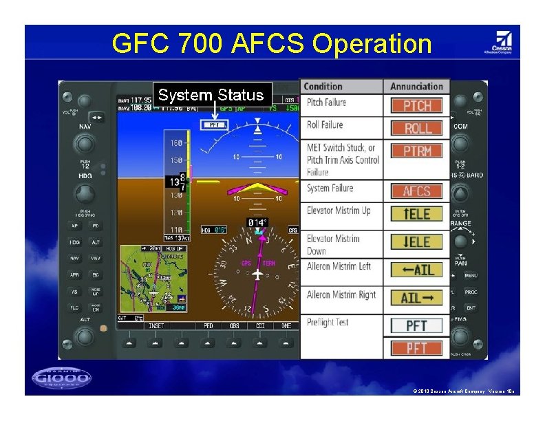 GFC 700 AFCS Operation © 2010 Cessna Aircraft Company. Version 10 a 