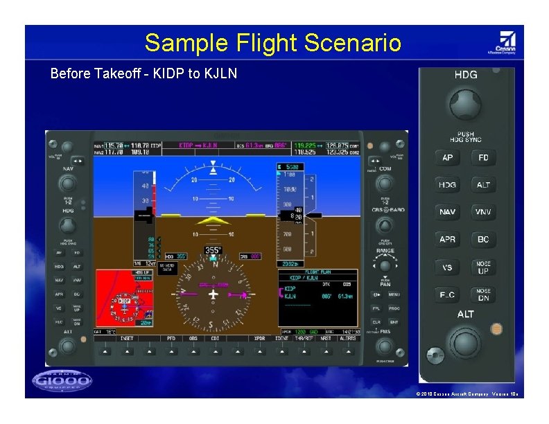 Sample Flight Scenario Before Takeoff - KIDP to KJLN © 2010 Cessna Aircraft Company.