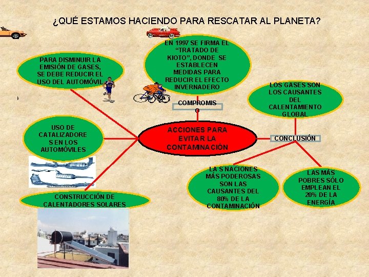 ¿QUÉ ESTAMOS HACIENDO PARA RESCATAR AL PLANETA? PARA DISMINUIR LA EMISIÓN DE GASES, SE