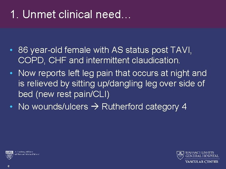 1. Unmet clinical need… • 86 year-old female with AS status post TAVI, COPD,