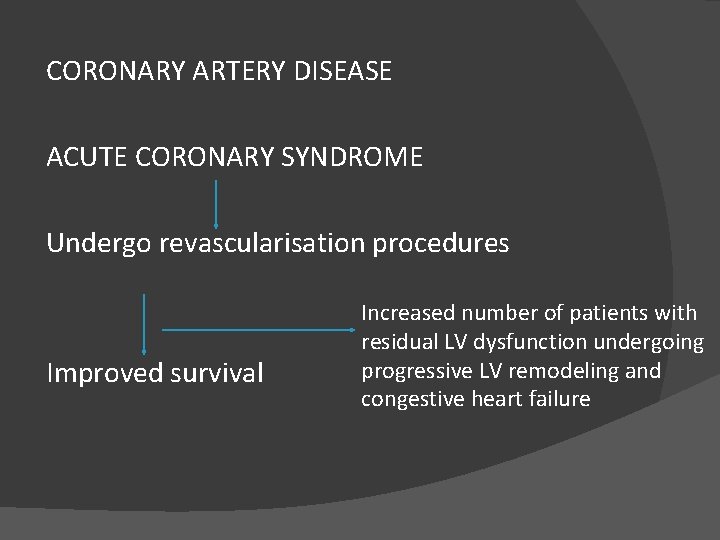 CORONARY ARTERY DISEASE ACUTE CORONARY SYNDROME Undergo revascularisation procedures Improved survival Increased number of