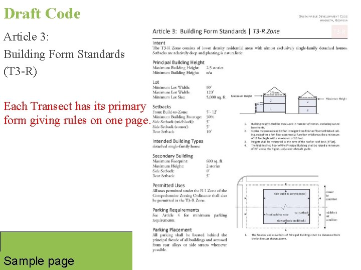 Draft Code Article 3: Building Form Standards (T 3 -R) Each Transect has its