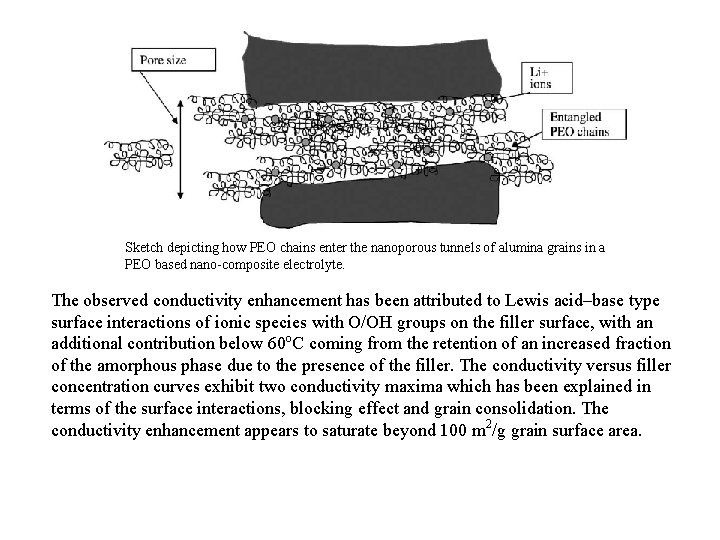 Sketch depicting how PEO chains enter the nanoporous tunnels of alumina grains in a