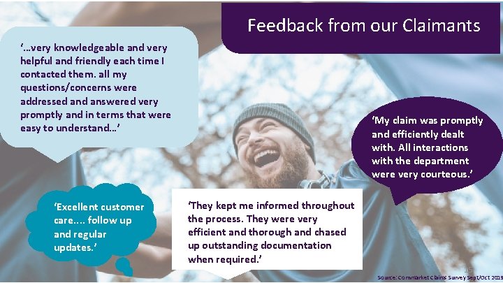 Feedback from our Claimants ‘…very knowledgeable and very helpful and friendly each time I