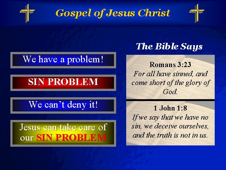 Slide 12 © 2003 By Default! Gospel of Jesus Christ The Bible Says We