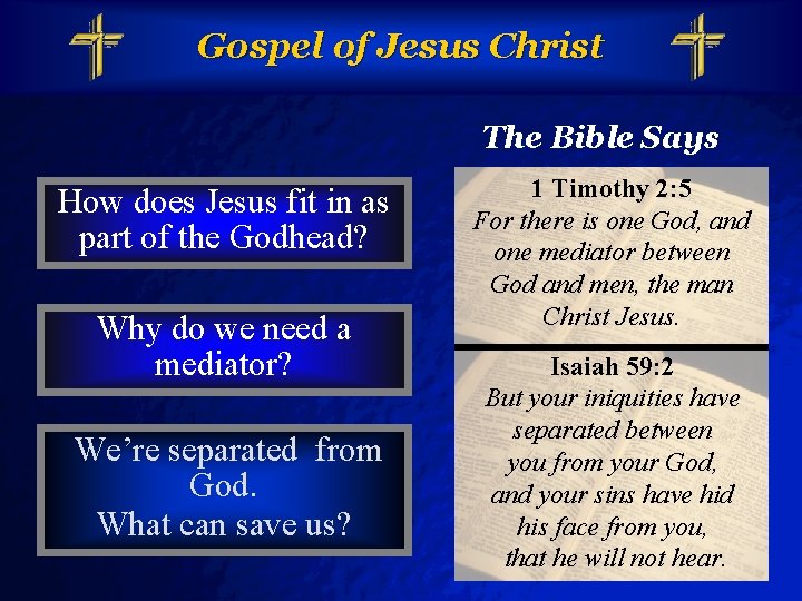 Slide 9 © 2003 By Default! Gospel of Jesus Christ The Bible Says How
