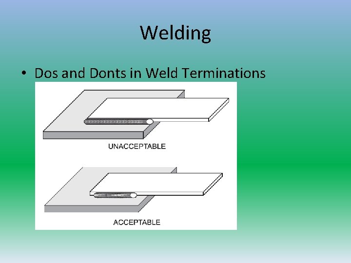 Welding • Dos and Donts in Weld Terminations  Welding • Dos and Donts in Weld Terminations