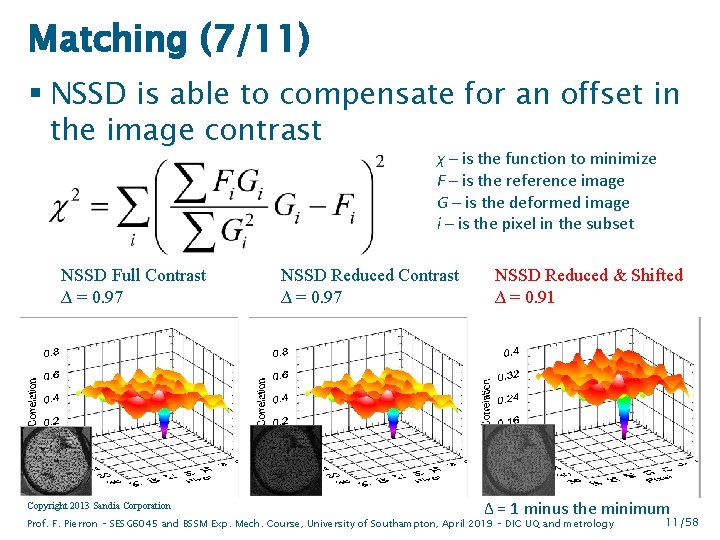 Matching (7/11) § NSSD is able to compensate for an offset in the image