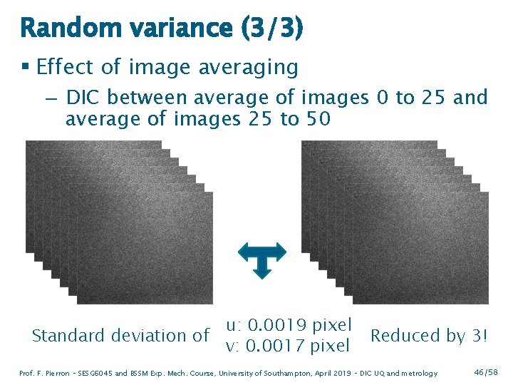 Random variance (3/3) § Effect of image averaging – DIC between average of images