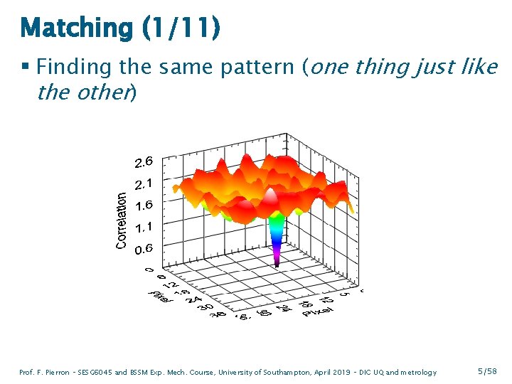 Matching (1/11) § Finding the same pattern (one thing just like the other) Prof.