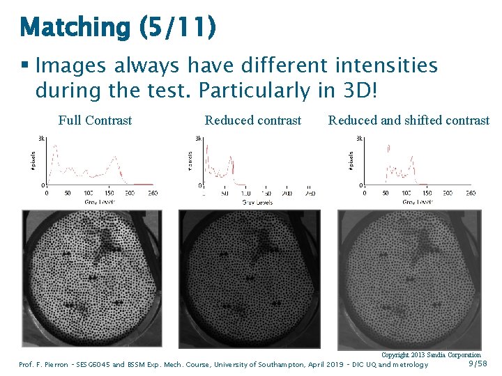 Matching (5/11) § Images always have different intensities during the test. Particularly in 3