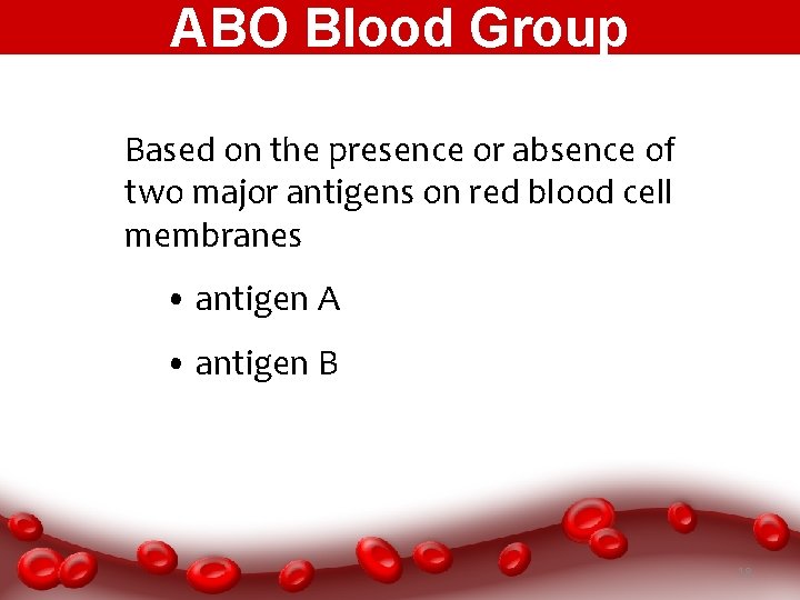 ABO Blood Group Based on the presence or absence of two major antigens on