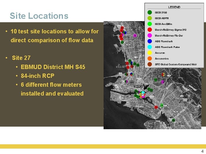 Site Locations • 10 test site locations to allow for direct comparison of flow