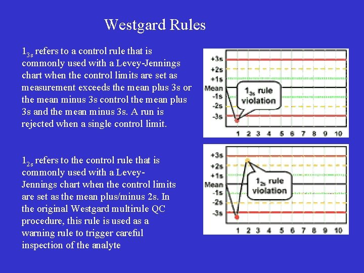 Westgard Rules 13 s refers to a control rule that is commonly used with