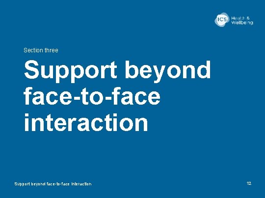 Section three Support beyond face-to-face interaction 12 