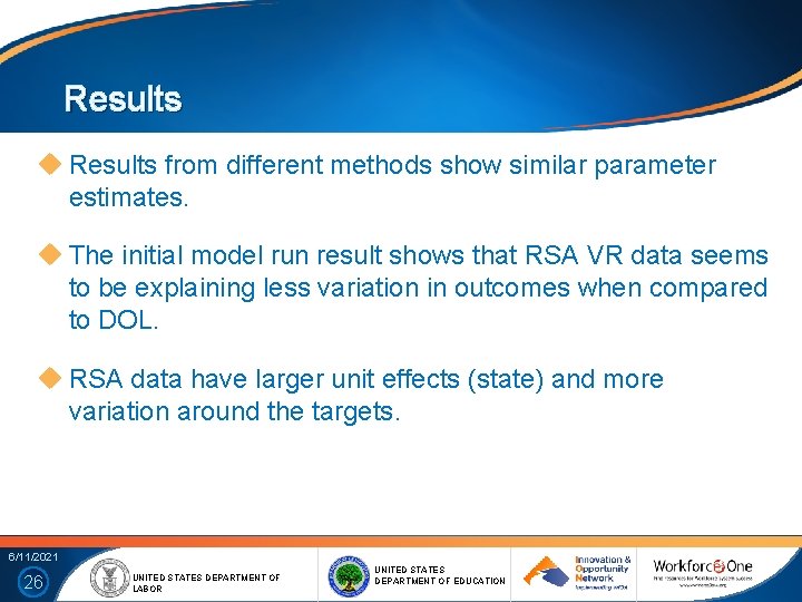 Results from different methods show similar parameter estimates. The initial model run result shows