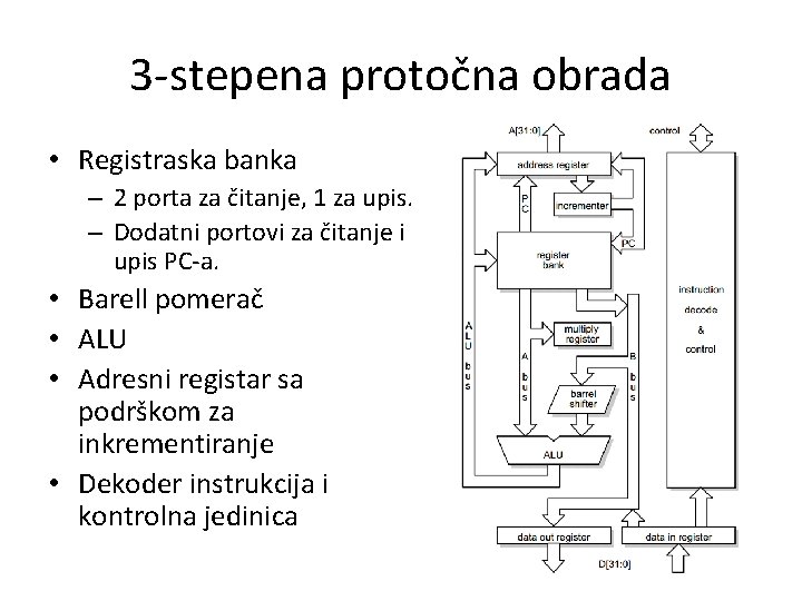 3 -stepena protočna obrada • Registraska banka – 2 porta za čitanje, 1 za