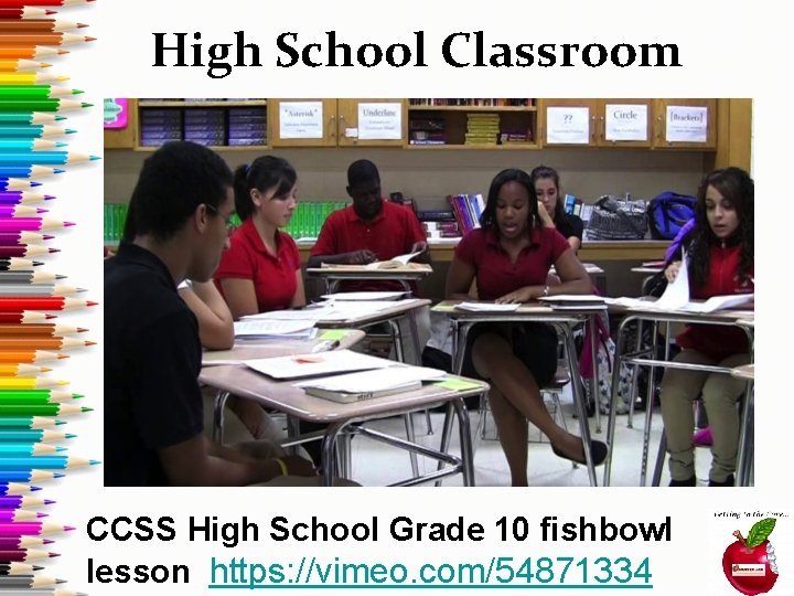 High School Classroom CCSS High School Grade 10 fishbowl lesson https: //vimeo. com/54871334 
