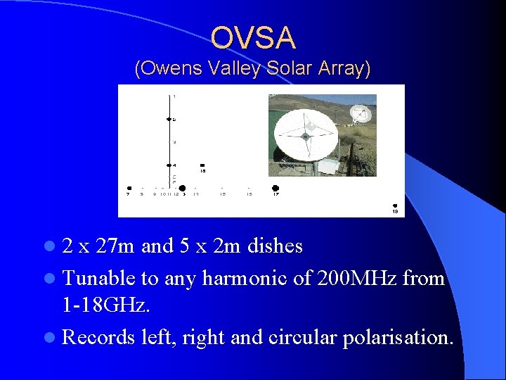 OVSA (Owens Valley Solar Array) l 2 x 27 m and 5 x 2