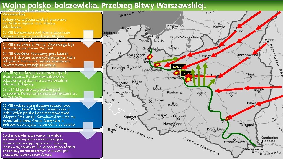 Wojna polsko-bolszewicka. Przebieg Bitwy Warszawskiej. 11 VIII 1920 początek Bitwy Warszawskiej Bolszewicy próbują zdobyć