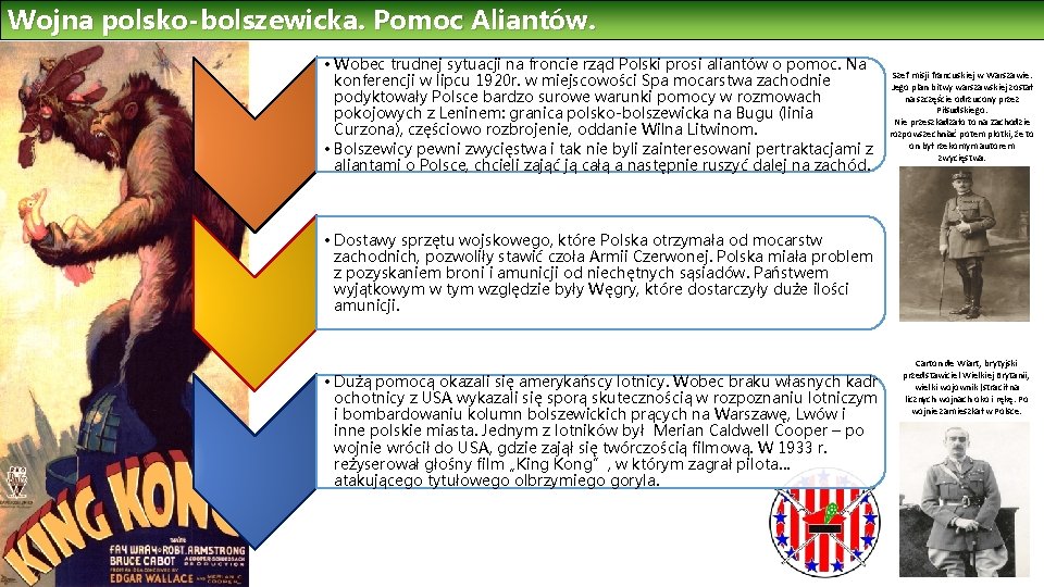 Wojna polsko-bolszewicka. Pomoc Aliantów. • Wobec trudnej sytuacji na froncie rząd Polski prosi aliantów