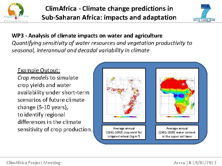 Clim. Africa - Climate change predictions in Sub-Saharan Africa: impacts and adaptation WP 3