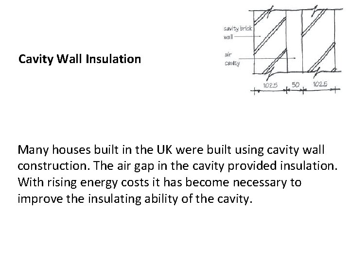 Cavity Wall Insulation Many houses built in the UK were built using cavity wall