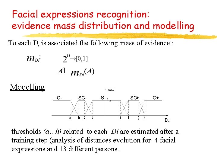 Facial expressions recognition: evidence mass distribution and modelling To each Di is associated the