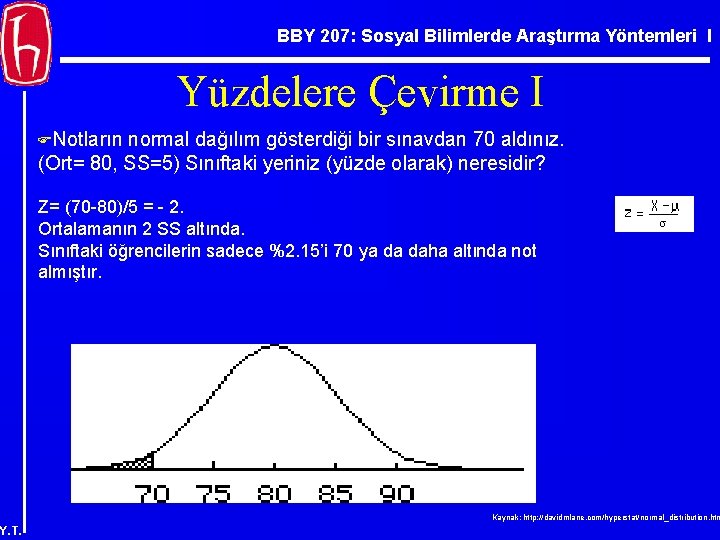 BBY 207: Sosyal Bilimlerde Araştırma Yöntemleri I Yüzdelere Çevirme I FNotların normal dağılım gösterdiği