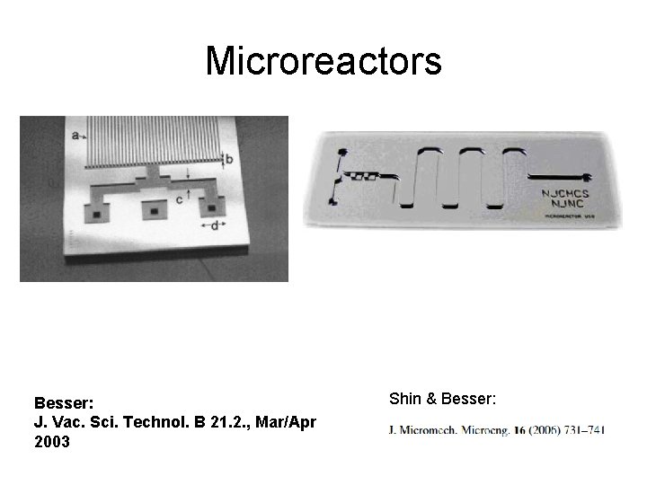 Microreactors Besser: J. Vac. Sci. Technol. B 21. 2. , Mar/Apr 2003 Shin &