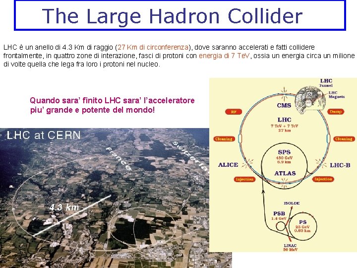 The Large Hadron Collider LHC è un anello di 4. 3 Km di raggio