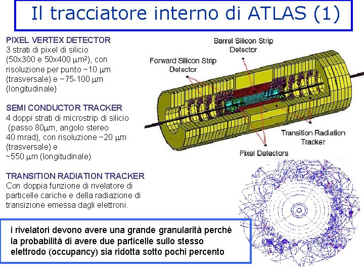 Il tracciatore interno di ATLAS (1) PIXEL VERTEX DETECTOR 3 strati di pixel di