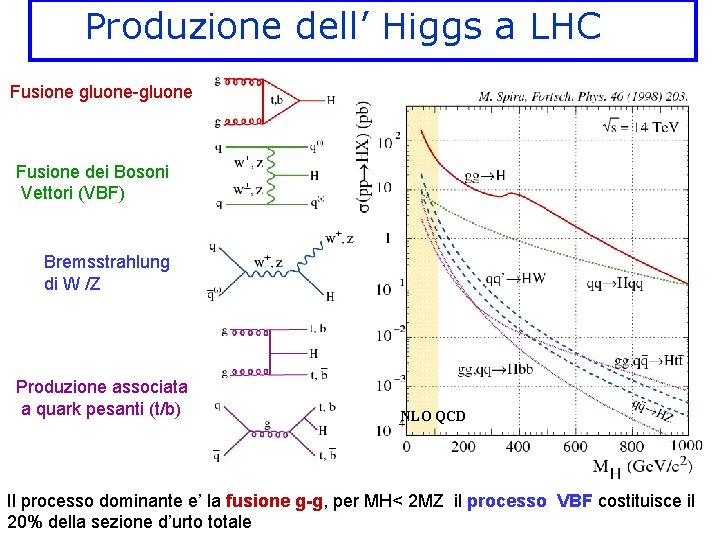 Produzione dell’ Higgs a LHC Fusione gluone-gluone Fusione dei Bosoni Vettori (VBF) Bremsstrahlung di