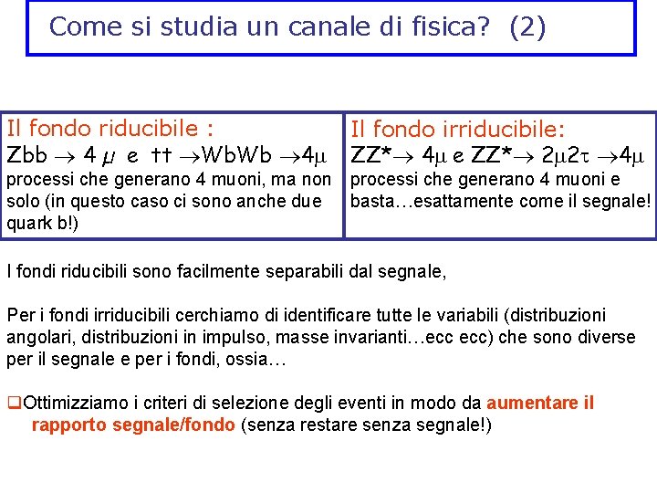 Come si studia un canale di fisica? (2) Il fondo riducibile : Zbb 4