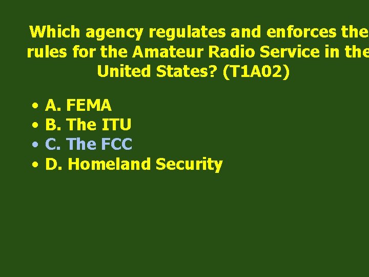 Which agency regulates and enforces the rules for the Amateur Radio Service in the