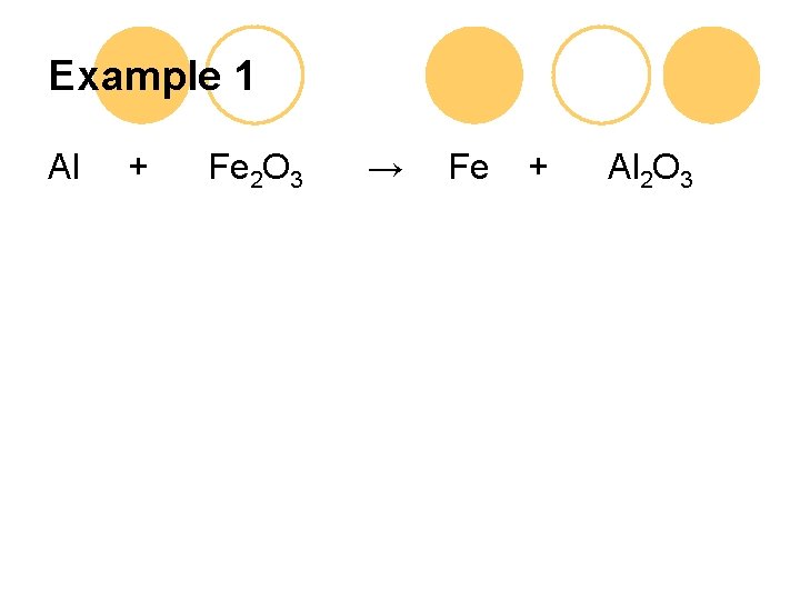 Example 1 Al + Fe 2 O 3 → Fe + Al 2 O