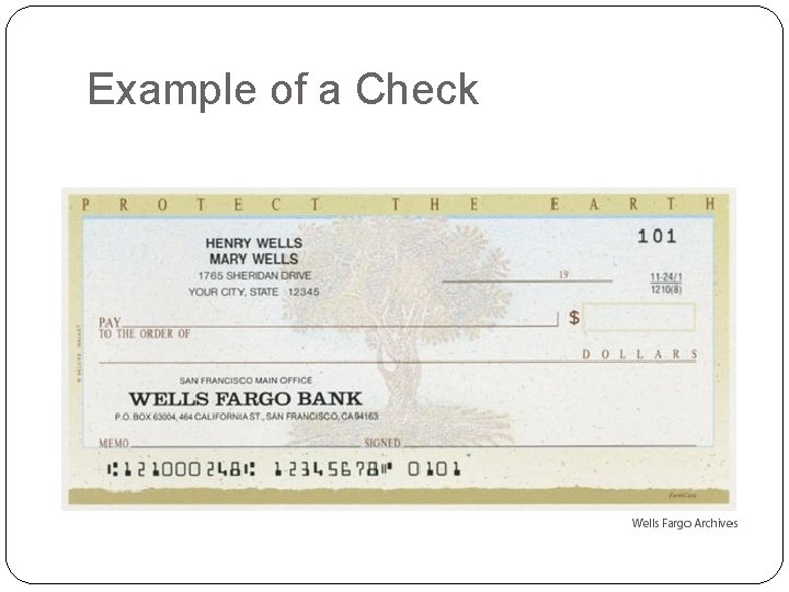 Example of a Check 
