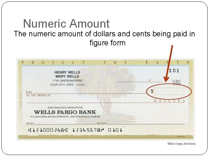 Numeric Amount The numeric amount of dollars and cents being paid in figure form